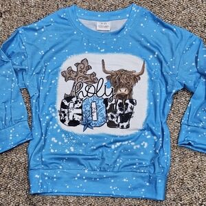 Cross Cow Print Long Sleeve Girls | 4\5 NWOT